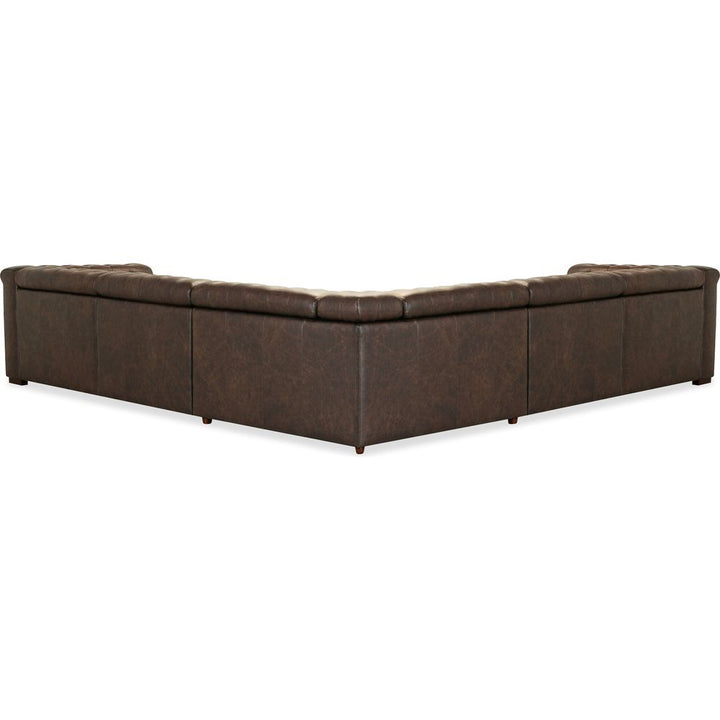 Sectionals: Recliners Vanguard Deux 5 Seat Sectional with Four Power Recliners and Six Power Headrests - Brown