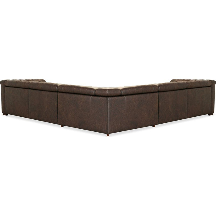 Sectionals: Recliners Savion Deux 5 Seat Sectional with Four Power Recliners and Six Power Headrests - Brown