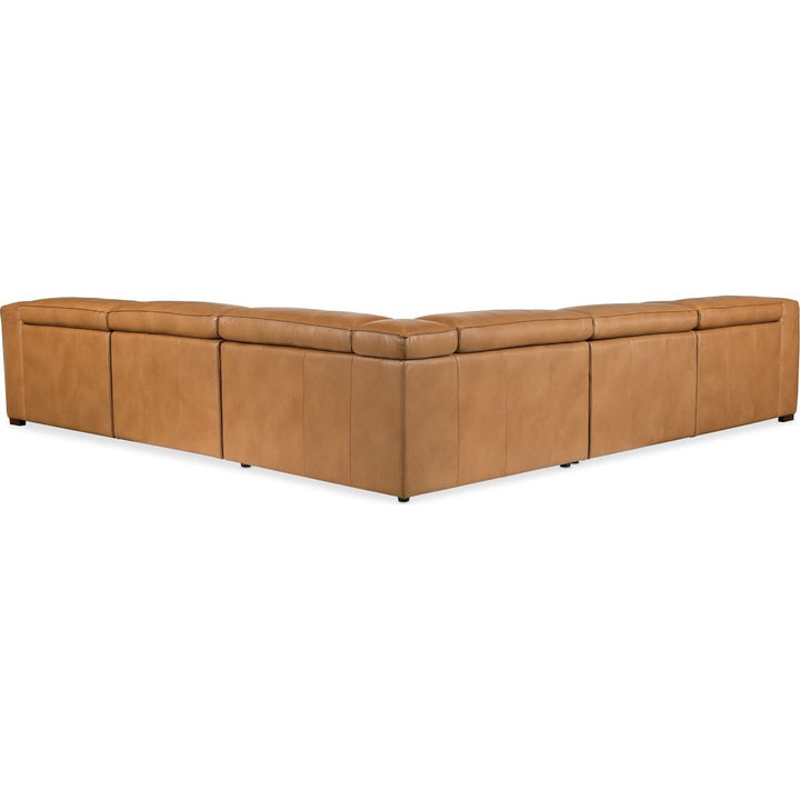 Fresco 5 Seat Sectional 4-Power Recline & Power Headrest - Brown