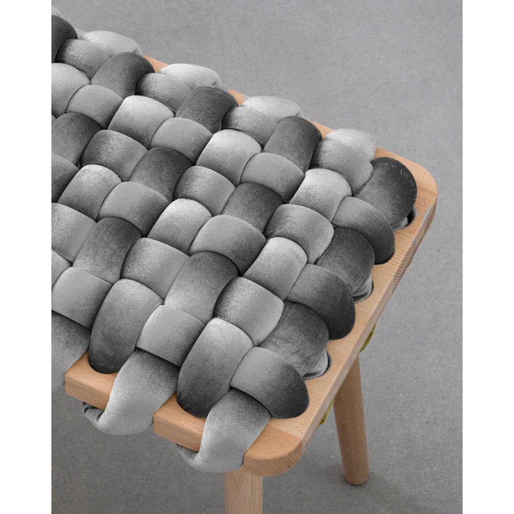 Stools & Ottomans Sterling Grey Velvet Woven Stool