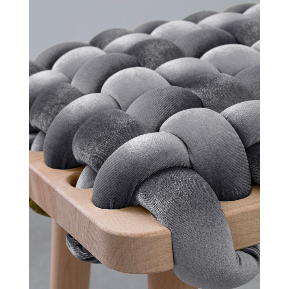 Stools & Ottomans Sterling Grey Velvet Woven Stool