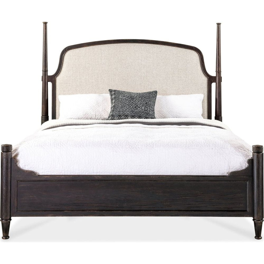Beds Americana King Upholstered Poster Bed - Dark Wood