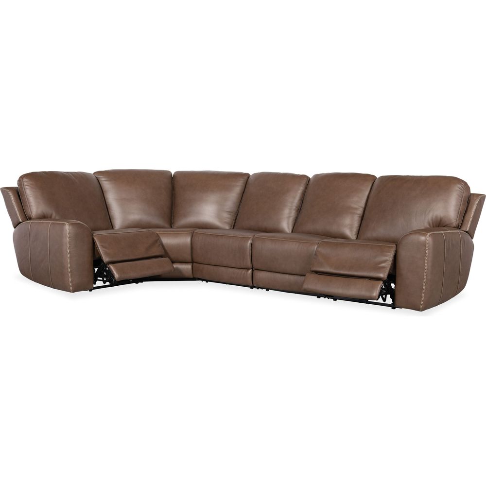 Sectionals: Recliners Torres 5 Piece Sectional with Power Recline & Power Headrest (Configuration 1) - Brown