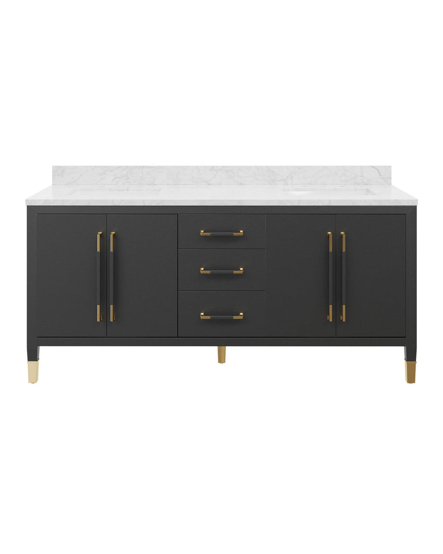 Vanities Verona 72" Black Vanity with Rectangular Undermount Sink