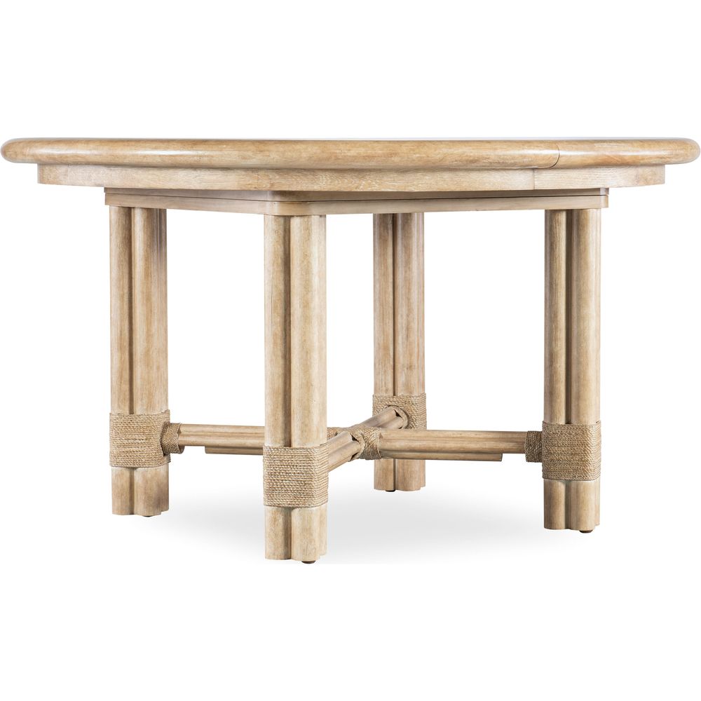 Dining Tables Solace Pole Rattan Round Dining Table with 1-20in Leaf - Light Wood