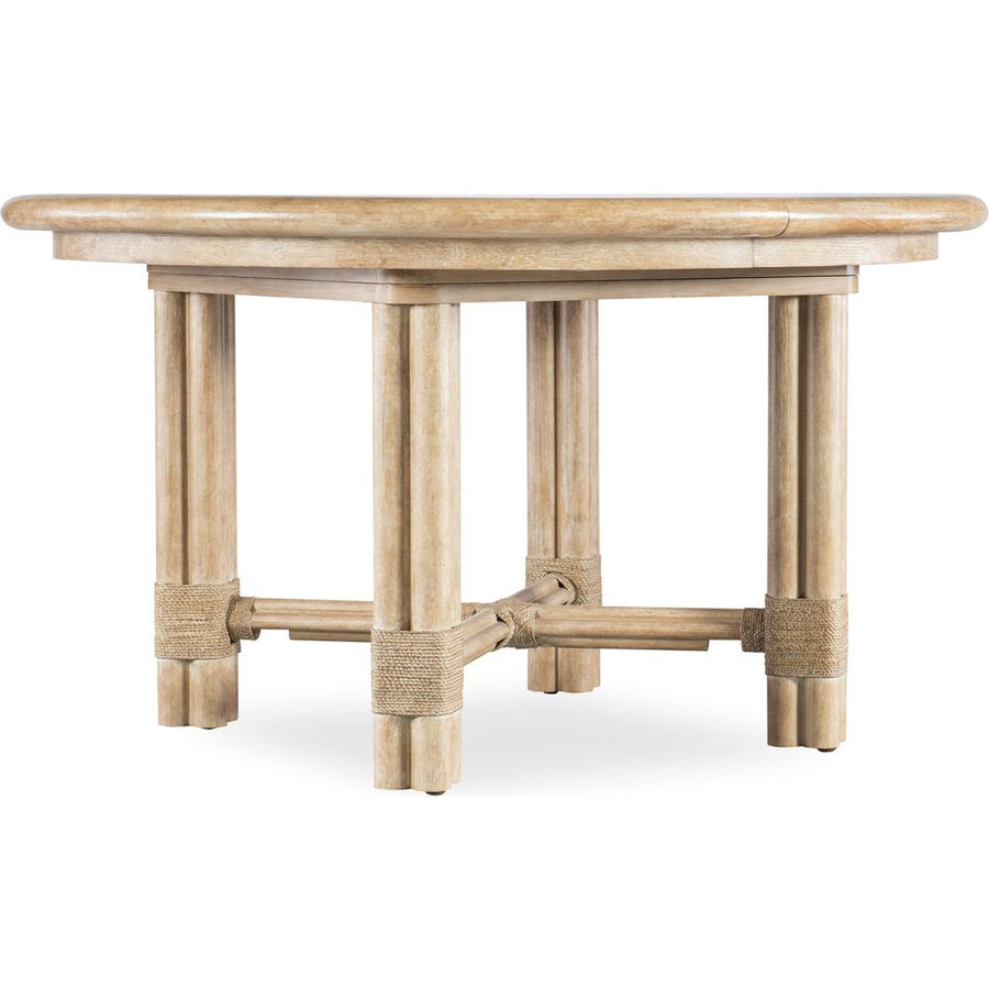 Dining Tables Solace Pole Rattan Round Dining Table with 1-20in Leaf - Light Wood