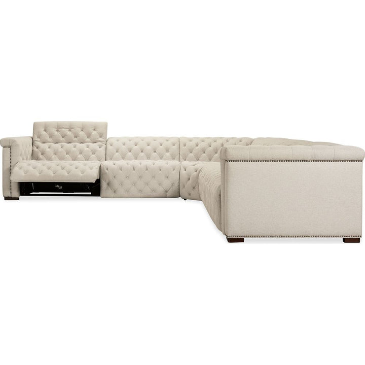Savion Deux 5 Seat Sectional with Four Power Recliners and Six Power Headrests - Beige