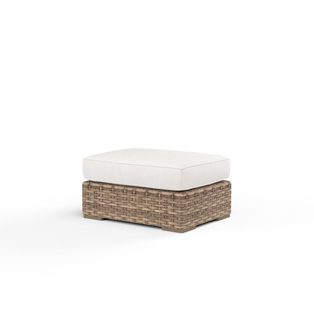 Outdoor Ottomans Havana Ottoman in Canvas Flax w/ Self Welt