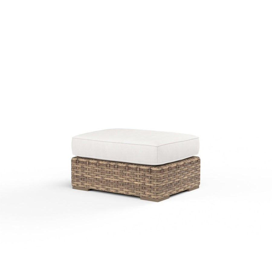 Outdoor Ottomans Havana Ottoman in Canvas Flax w/ Self Welt