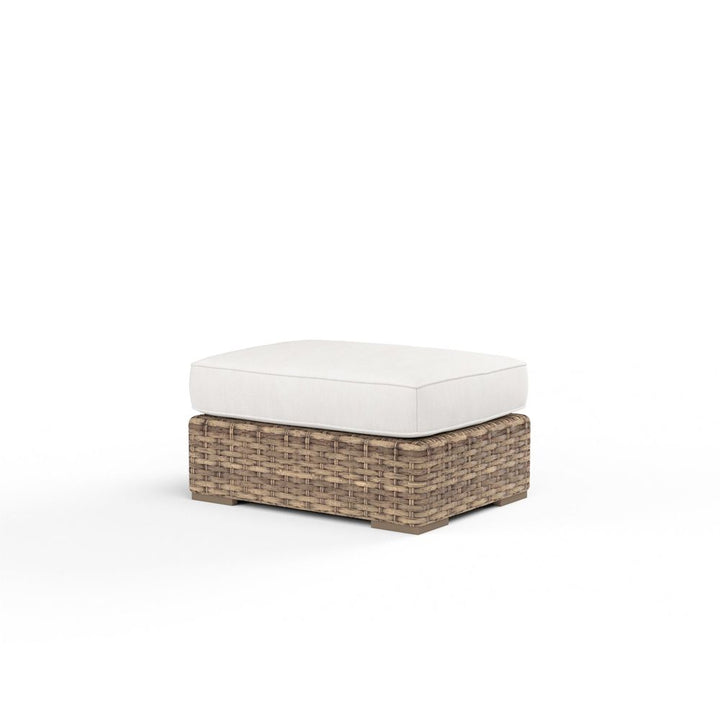 Outdoor Ottomans Havana Ottoman in Canvas Flax w/ Self Welt