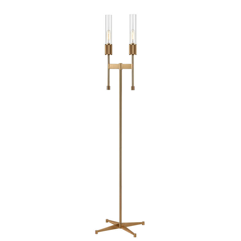 Beaconsfield 65'' High 2 - Light Floor Lamp - Aged Brass-Elk Home-ELK-H0019-9577-Floor Lamps-1-France and Son
