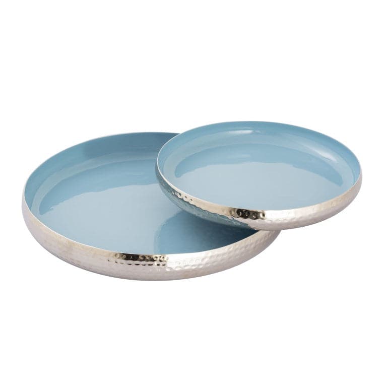 Nelson Tray - Set of 2-Elk Home-ELK-H0897-9780/S2-TraysLight Blue Enamel with Polished Nickel-2-France and Son