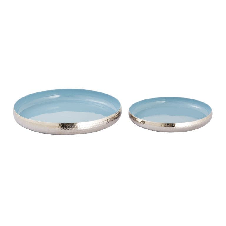 Nelson Tray - Set of 2-Elk Home-ELK-H0897-9780/S2-TraysLight Blue Enamel with Polished Nickel-1-France and Son