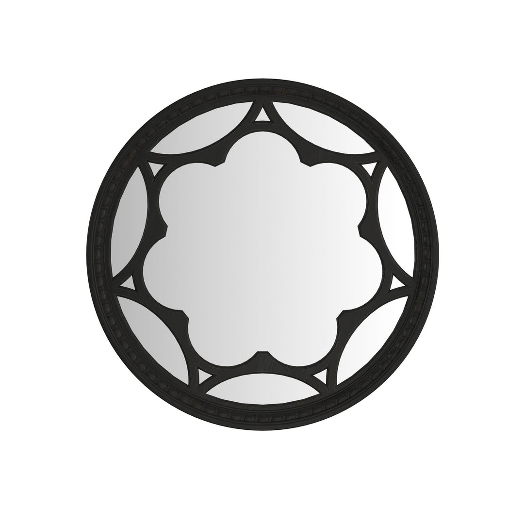 Atrium Round Mirror — hand rubbed black with undertones of brown