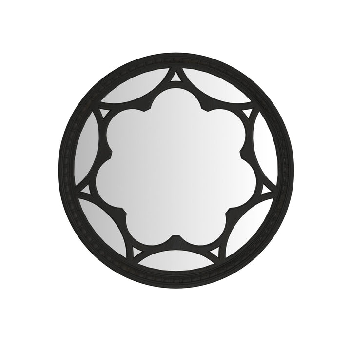 Atrium Round Mirror — hand rubbed black with undertones of brown