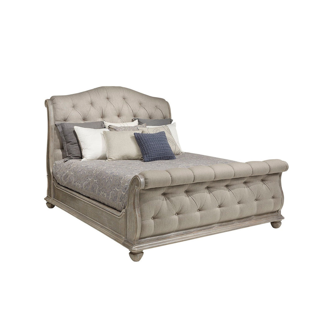 Summer Creek Shoals Queen Upholstered Tufted Sleigh Bed - Grey