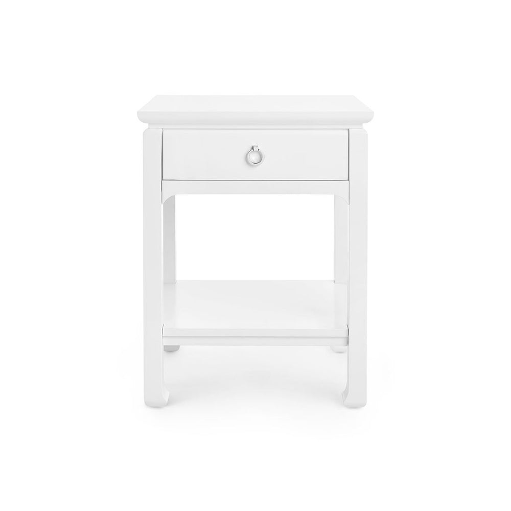 Harlow 1-Drawer Side Table, White Pearl