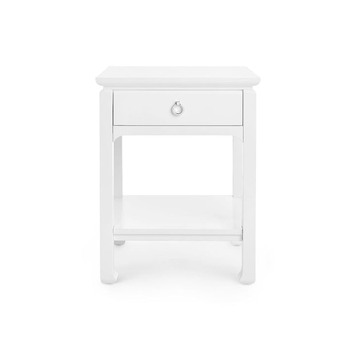 Harlow 1-Drawer Side Table, White Pearl