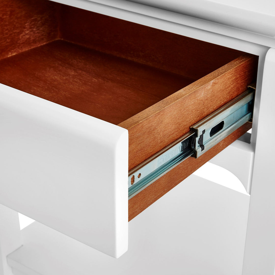 Harlow 1-Drawer Side Table, White Pearl