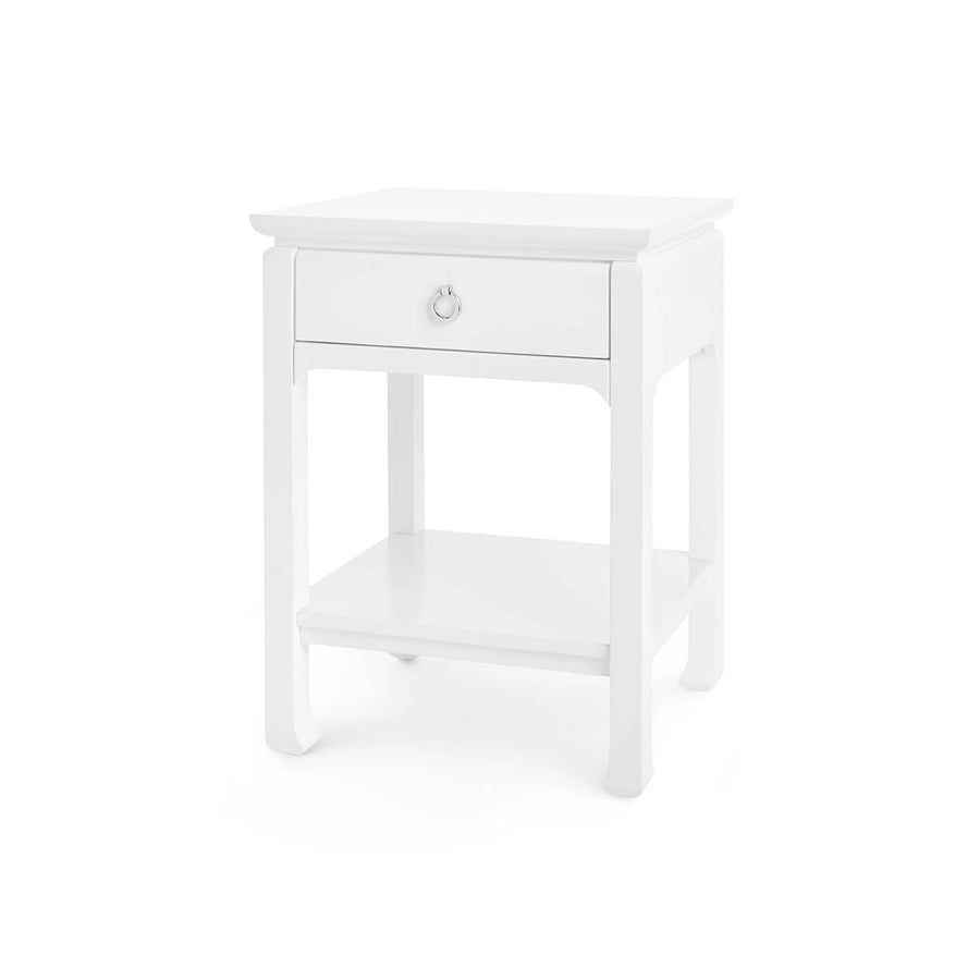 Harlow 1-Drawer Side Table, White Pearl