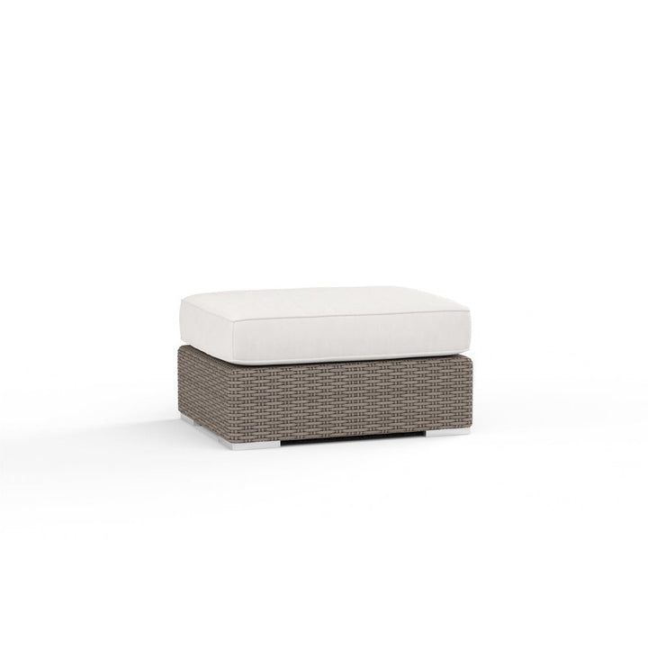 Outdoor Ottomans Coronado Ottoman in Canvas Flax w/ Self Welt