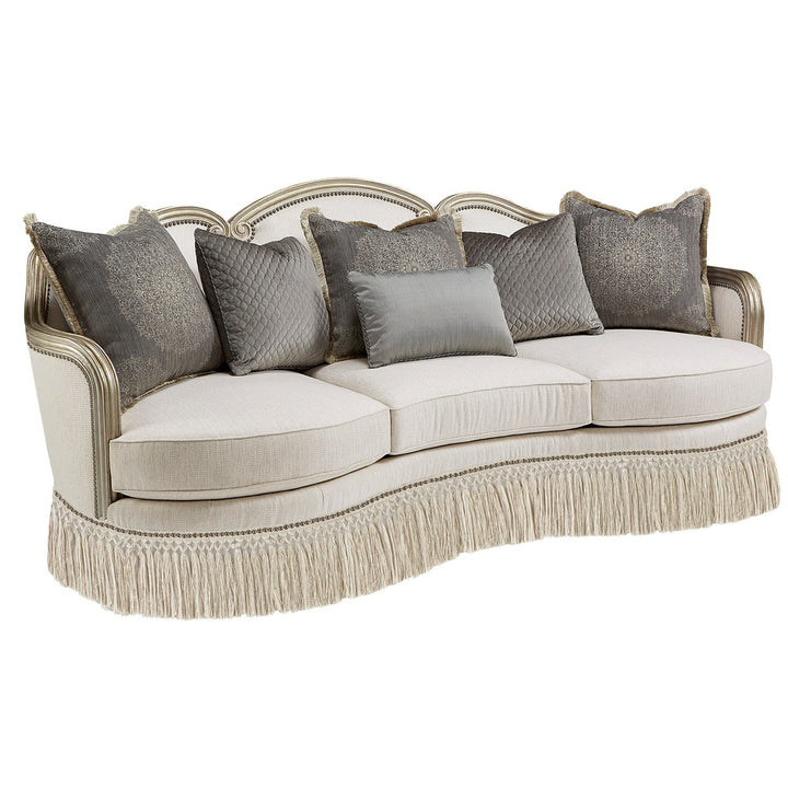 Giovanna Bezel Sofa - White, Silver