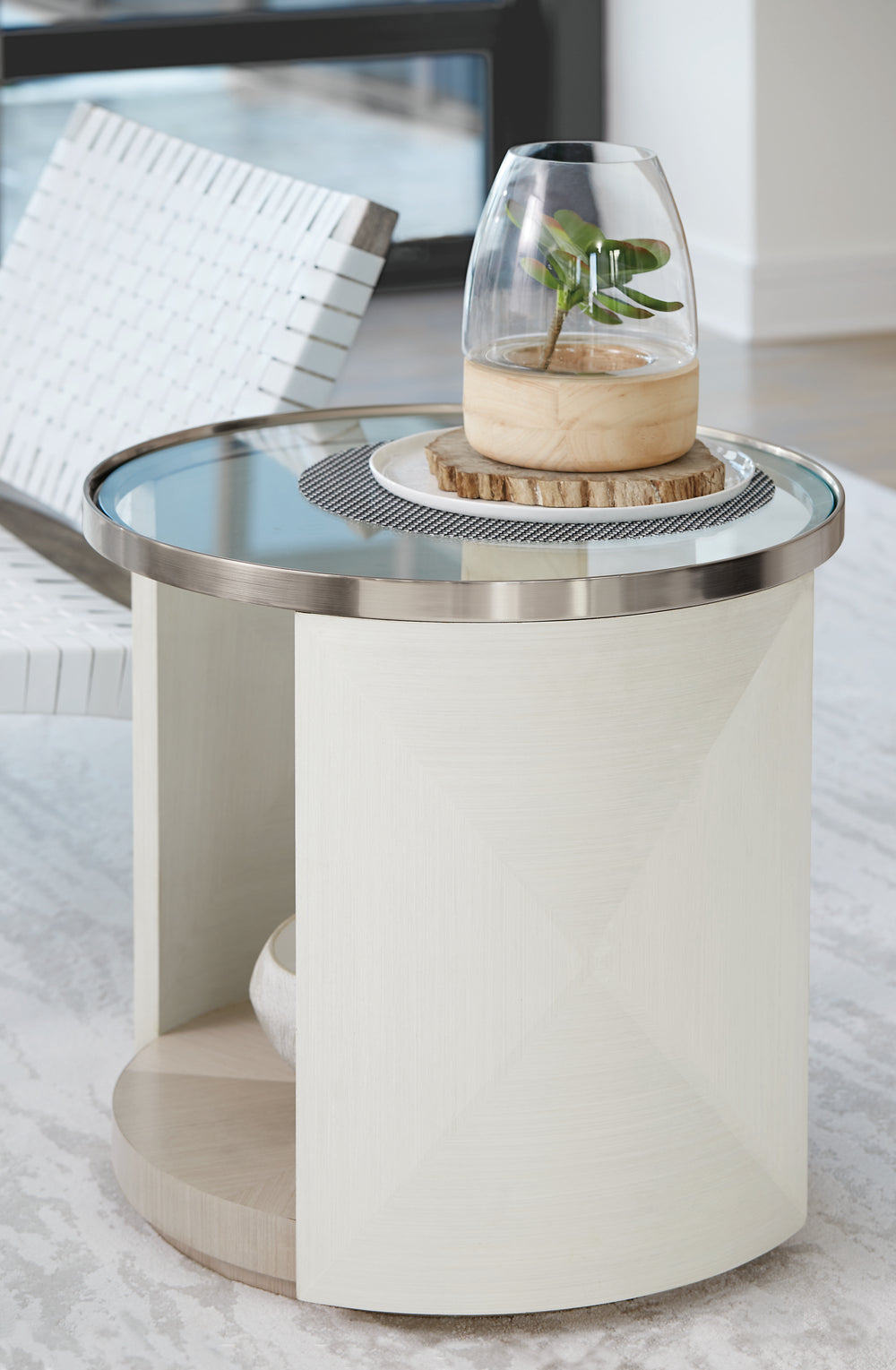 Axiom Round Glass Top Chairside Table