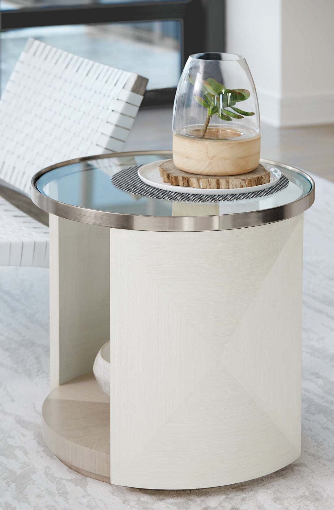 Axiom Round Glass Top Chairside Table