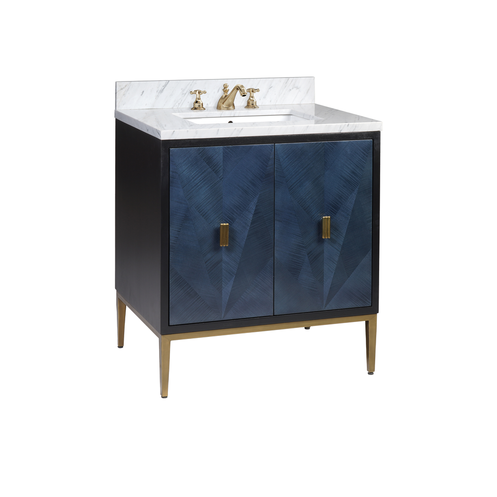 Vanities Kallista 30" Blue Vanity with Rectangular Undermount Sink
