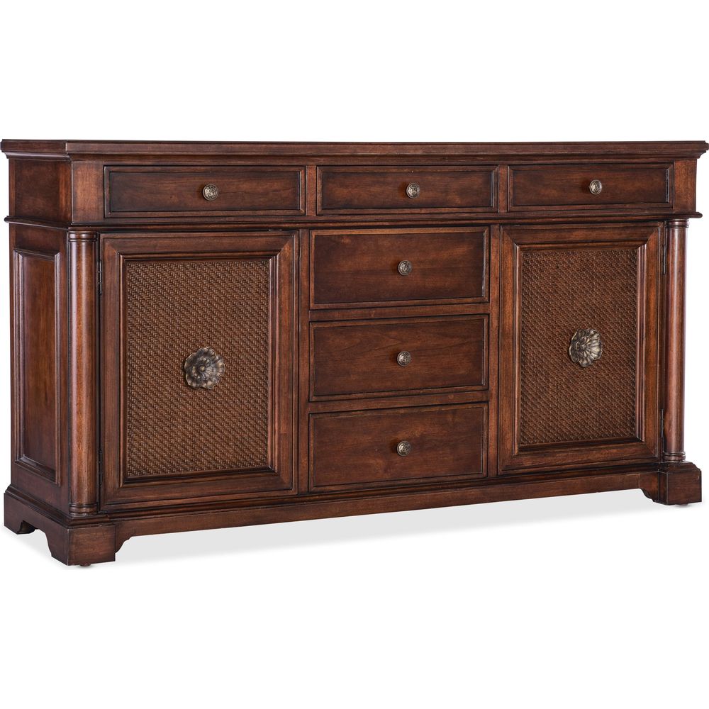 Sideboards & Credenzas Charleston Two Door-Six Drawer Buffet - Dark Wood