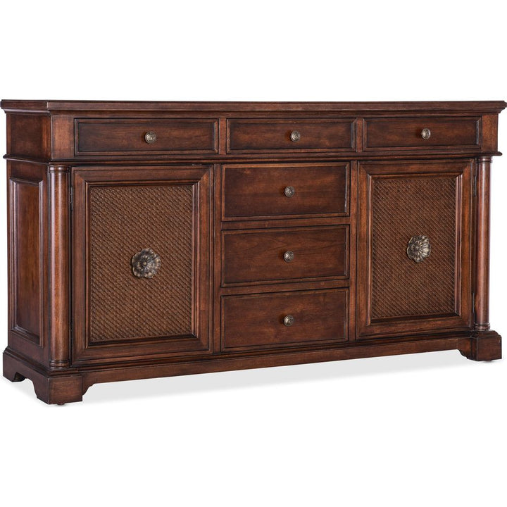 Sideboards & Credenzas Charleston Two Door-Six Drawer Buffet - Dark Wood