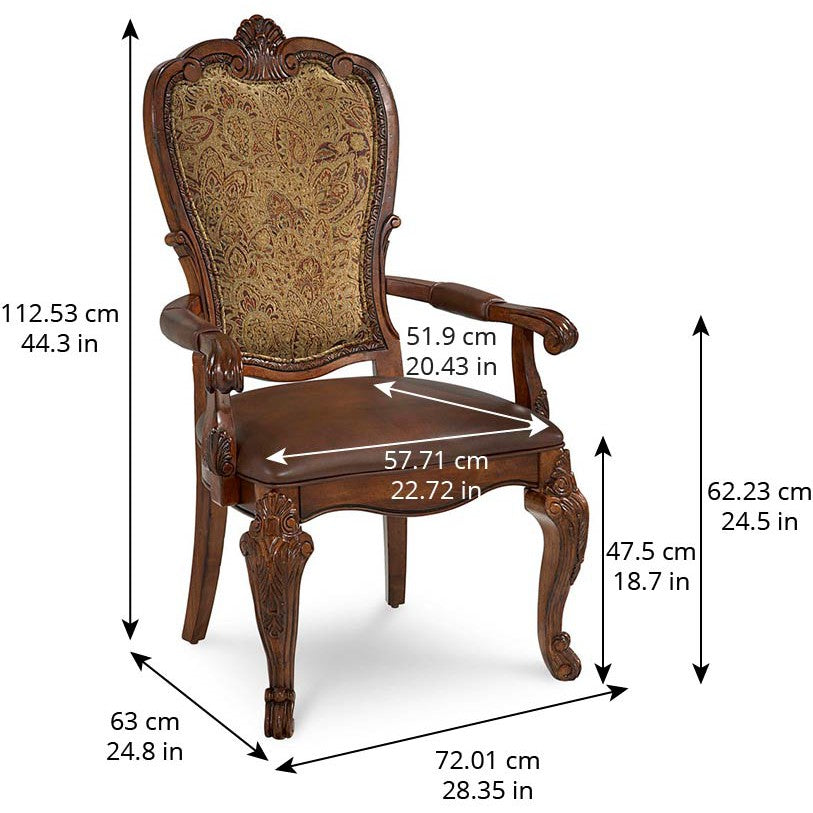 Old World Upholstered Back Arm Chair (Purchase in qty of 2 required, priced individually) - Brown, Beige