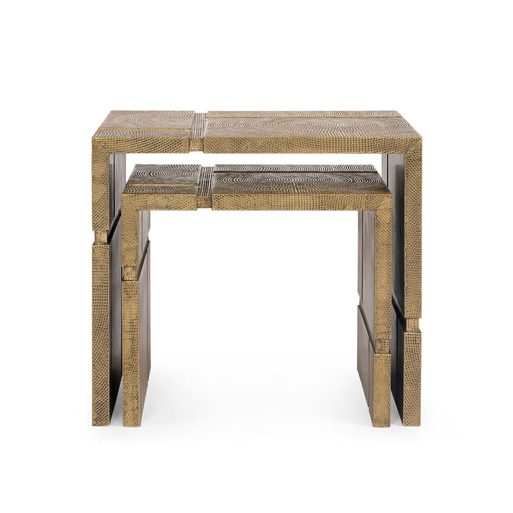 Hollis Nesting Tables Set of 2, Antique Brass