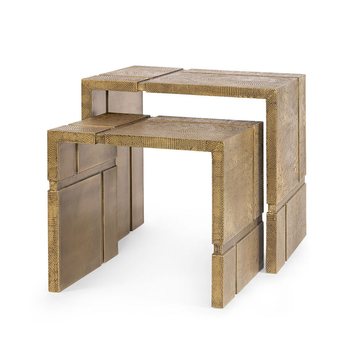 Hollis Nesting Tables Set of 2, Antique Brass