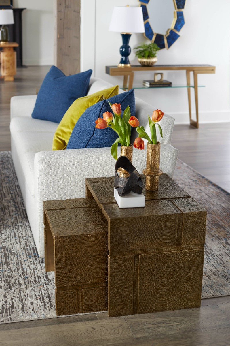 Hollis Nesting Tables Set of 2, Antique Brass