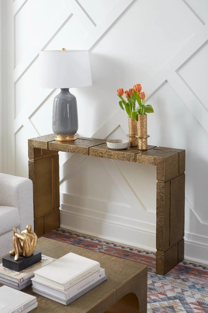 Hollis Console Table, Antique Brass