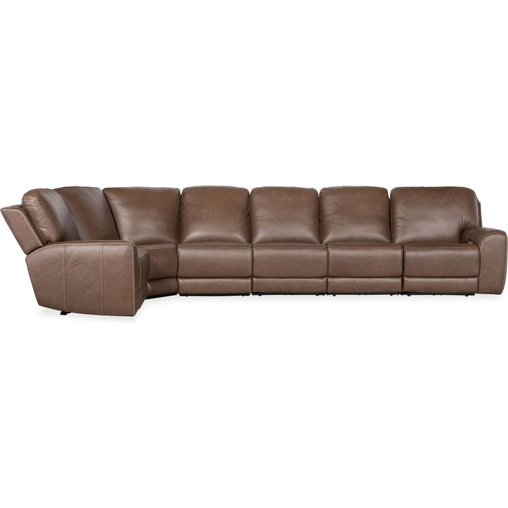 Sectionals: Recliners Beacon 6 Piece Sectional with Power Recline & Power Headrest (Configuration 1) - Brown