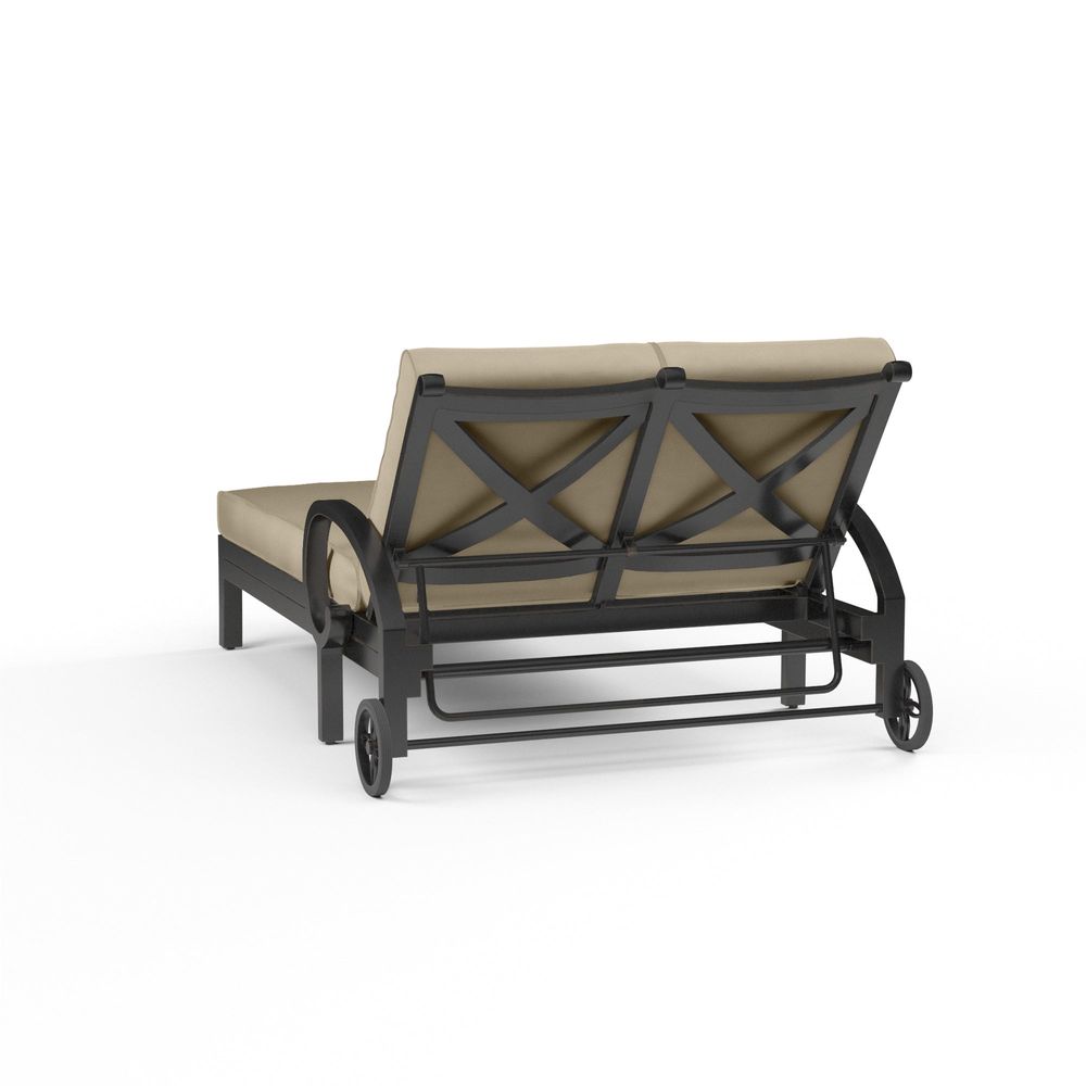 Outdoor Chaises Monterey Double Chaise in Linen Stone w/ Selt Welt
