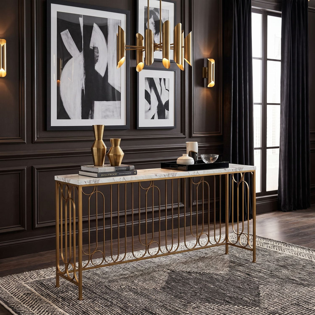 Boulevard Console Table — Marble / Brass