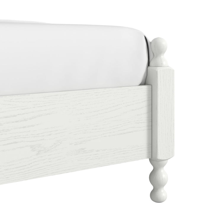Haven King Upholstered Finial Bed — Warm White