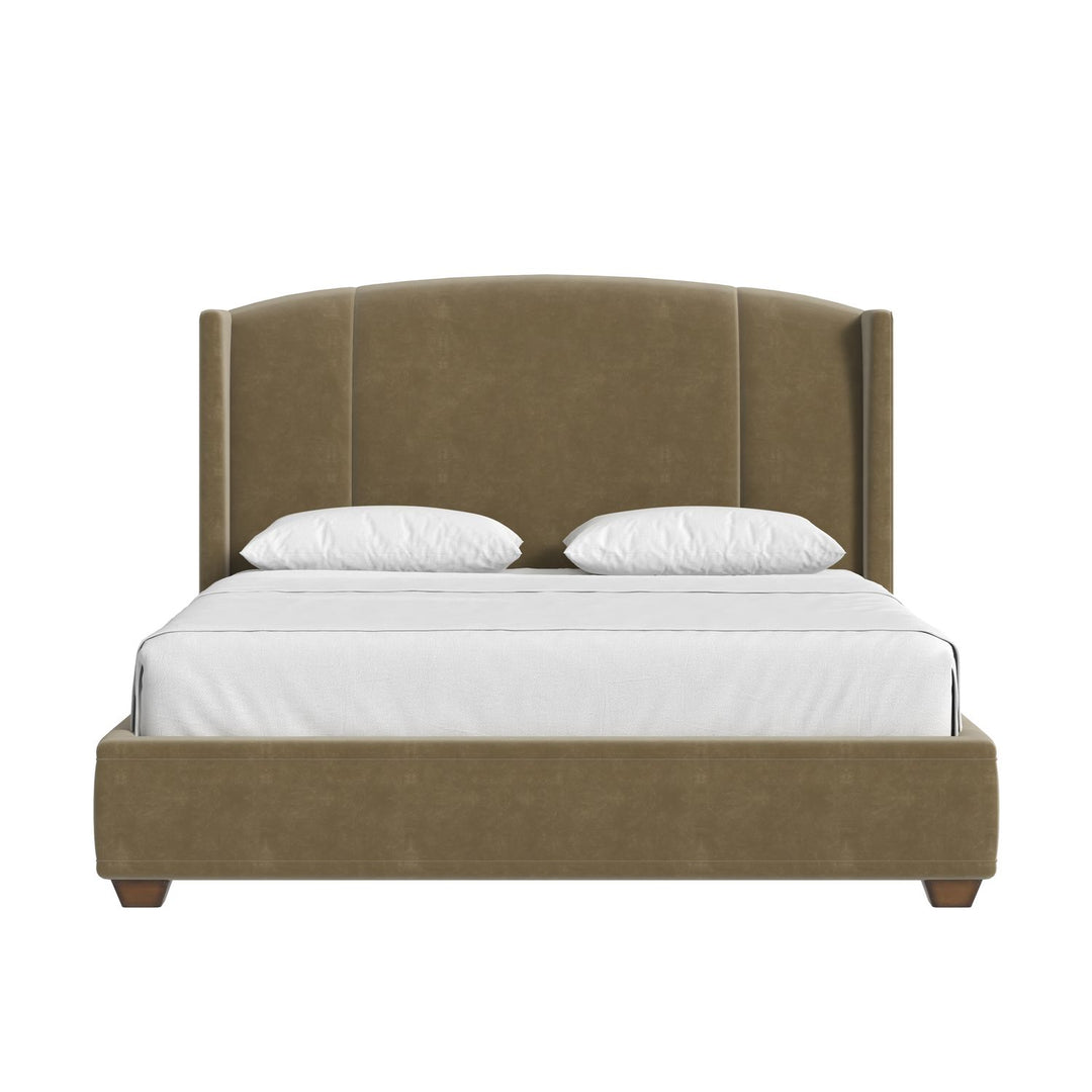 Harbor Queen Upholstered Bed Camel — Lakeside Sepia