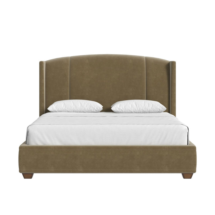 Harbor Queen Upholstered Bed Camel — Lakeside Sepia