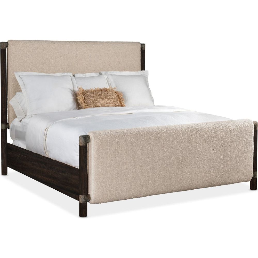 Beds Retreat Queen Upholstered Panel Bed - Dark Wood