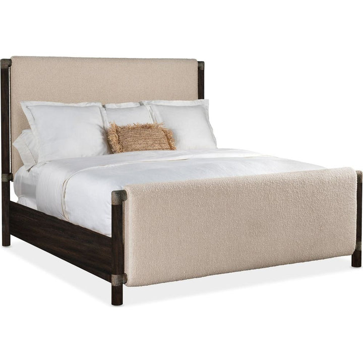 Beds Retreat Queen Upholstered Panel Bed - Dark Wood