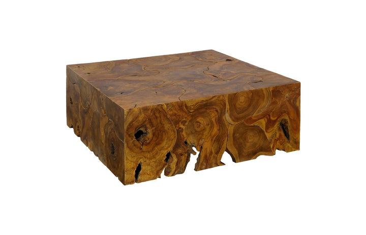 Teak Slice Coffee Table - Square - Warm Teak Red Finish-Phillips Collection-PHIL-ID113442-Coffee Tables-3-France and Son