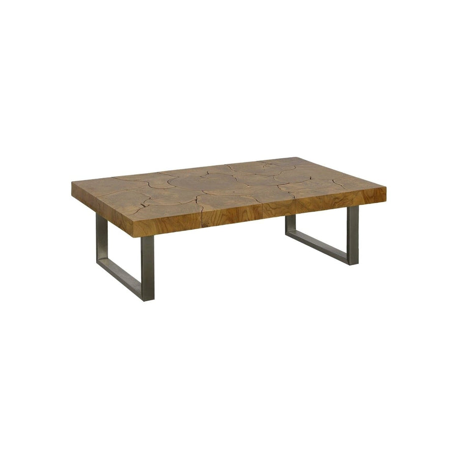 Teak Slice Coffee Table - Stainless Steel Legs - Rectangle-Phillips Collection-PHIL-ID113631-Coffee Tables-1-France and Son