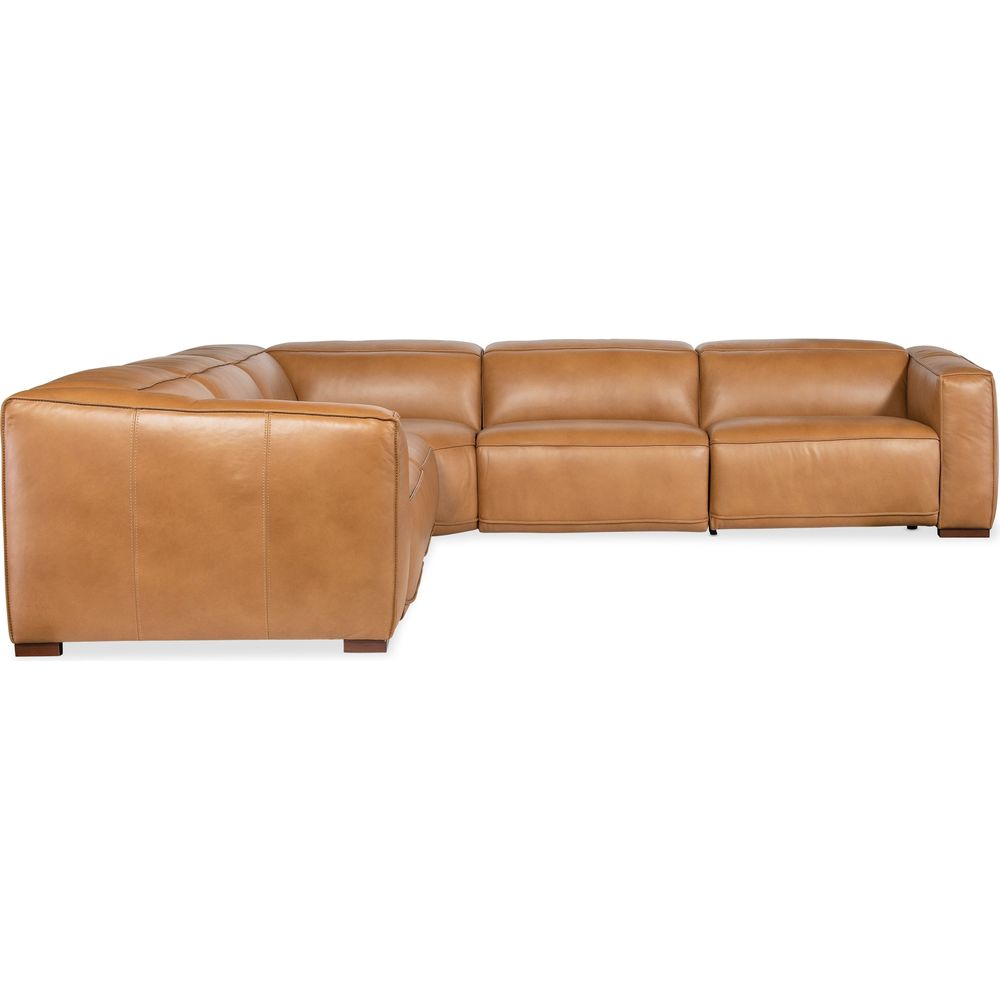 Fresco 5 Seat Sectional 4-Power Recline & Power Headrest - Brown