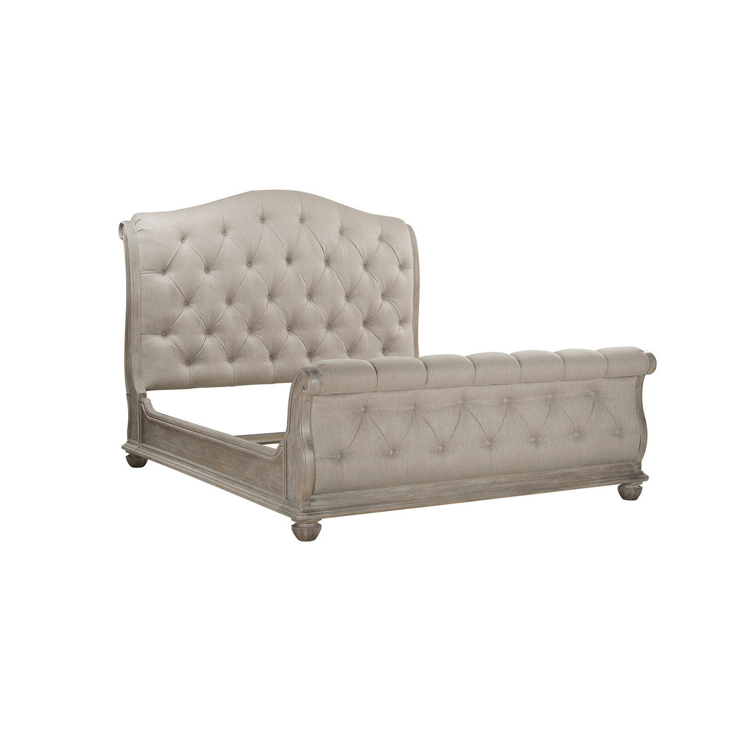 Summer Creek Shoals King Upholstered Tufted Sleigh Bed - Grey