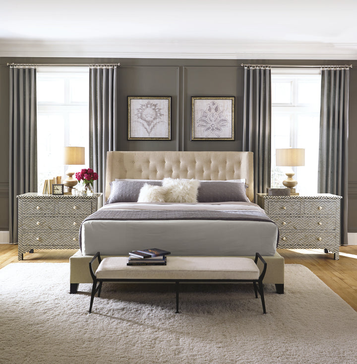 Maxime King Shelter Bed with Button Panel Headboard