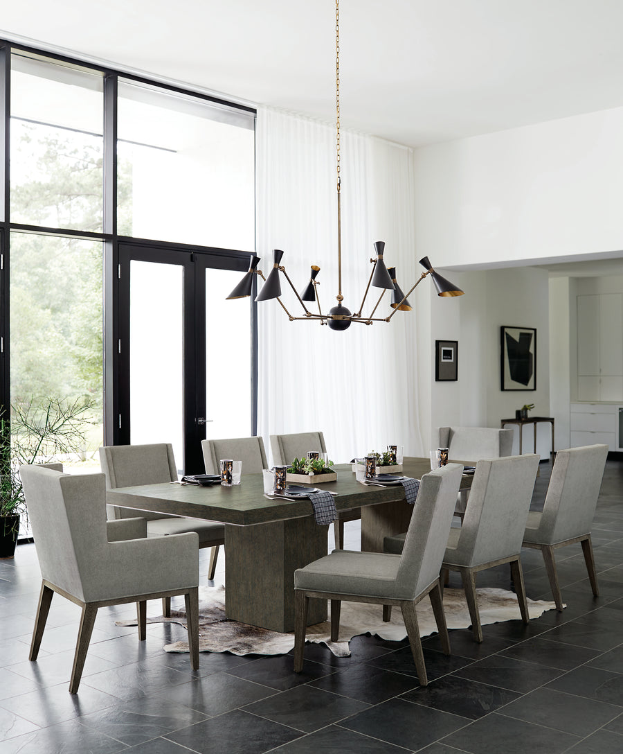 Linea 9-Piece Dining Set in Cerused Charcoal Dining Table